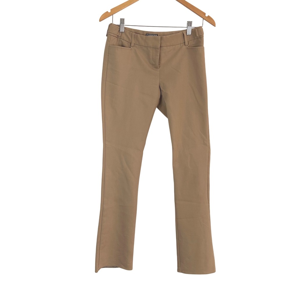 Express Columnist Tan Khaki Dress Pants Womens Sz 0R Slim Mid Rise Work Trouser